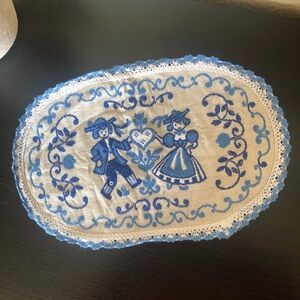 Vintage blue table decor doily